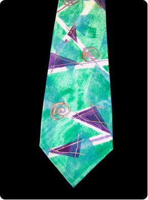 Hand-Stamped Silk Necktie