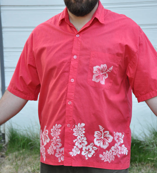 Hand Stamped Hawaiian Shirt