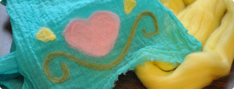 Needle Felt Embellished Wool Scarf