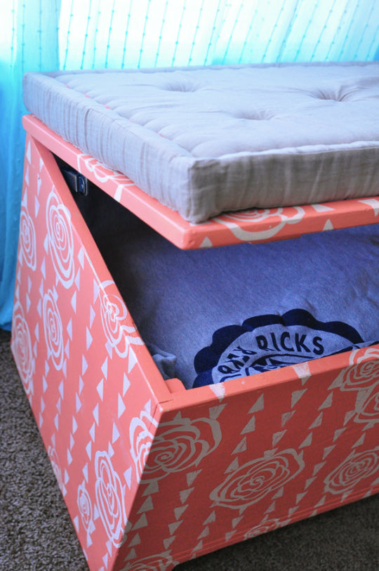 Flowers and Triangles Stamped Trunk