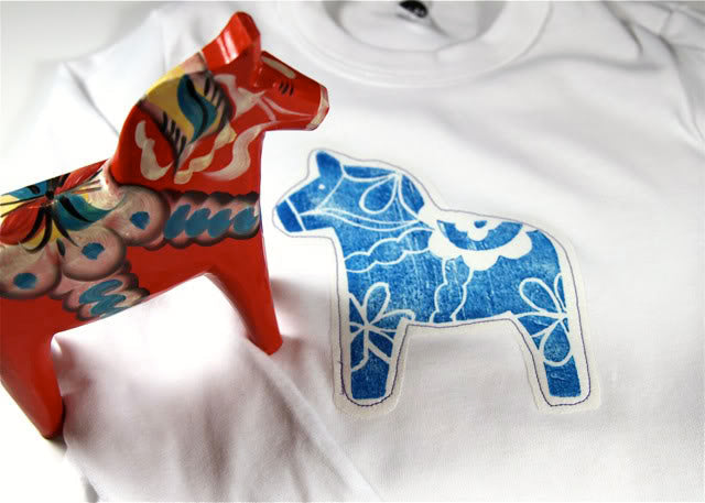 Swedish Dala Horse Block Print