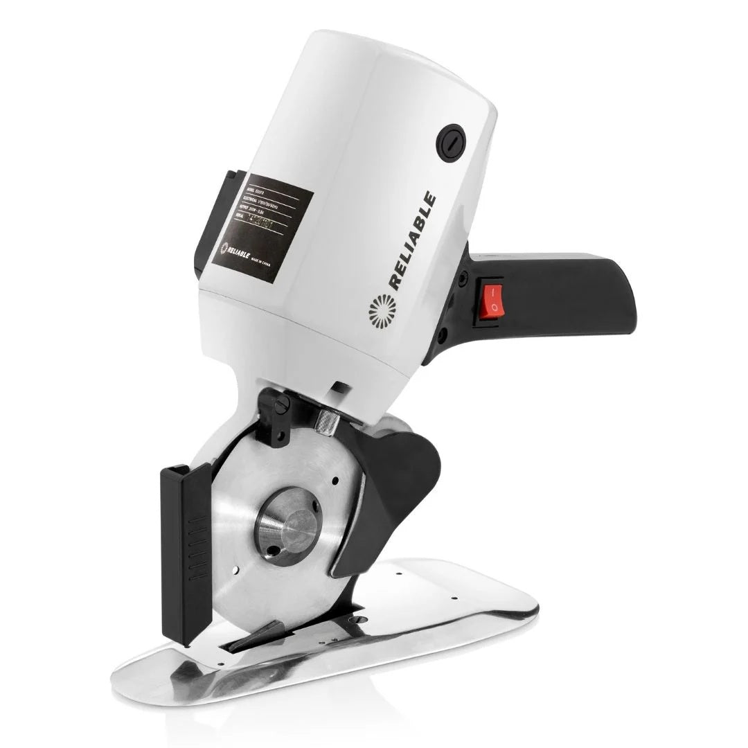 White electric Octaknife cloth cutter with 'Reliable' branding on a white background.