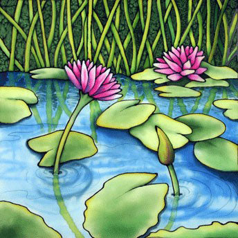 Painted using Black Gutta by Nancy Goldman