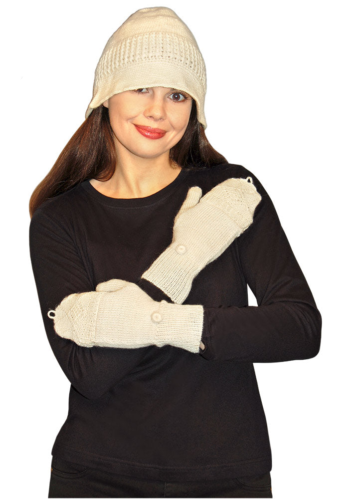 Alpaca Yarn Gloves with Mitten Covers