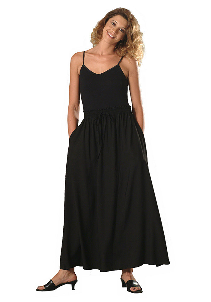 Rayon Elastic Waist Drawstring Skirt