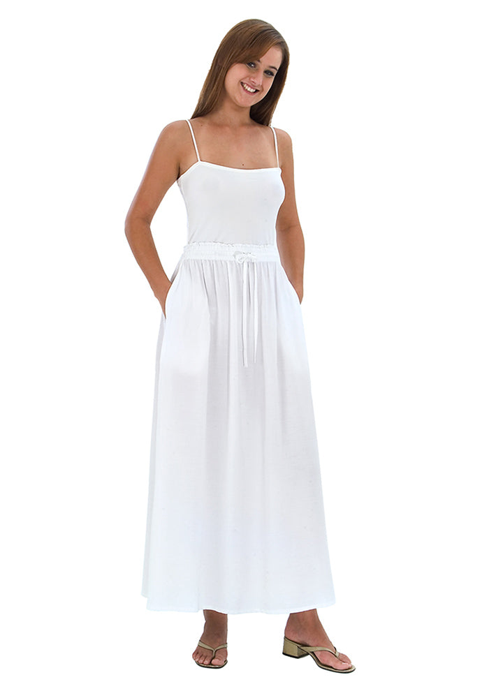 Rayon Elastic Waist Drawstring Skirt