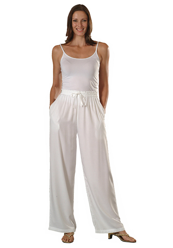 Rayon Elastic Waist Drawstring Pants