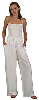 Rayon Elastic Waist Drawstring Pants