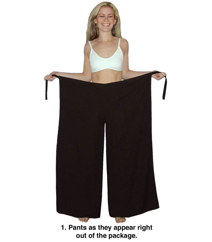 Wearing your Wrap Pants Step 1