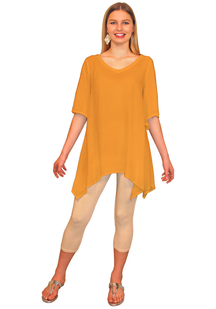 Asymmetrical Tunic with Flare Sleeves