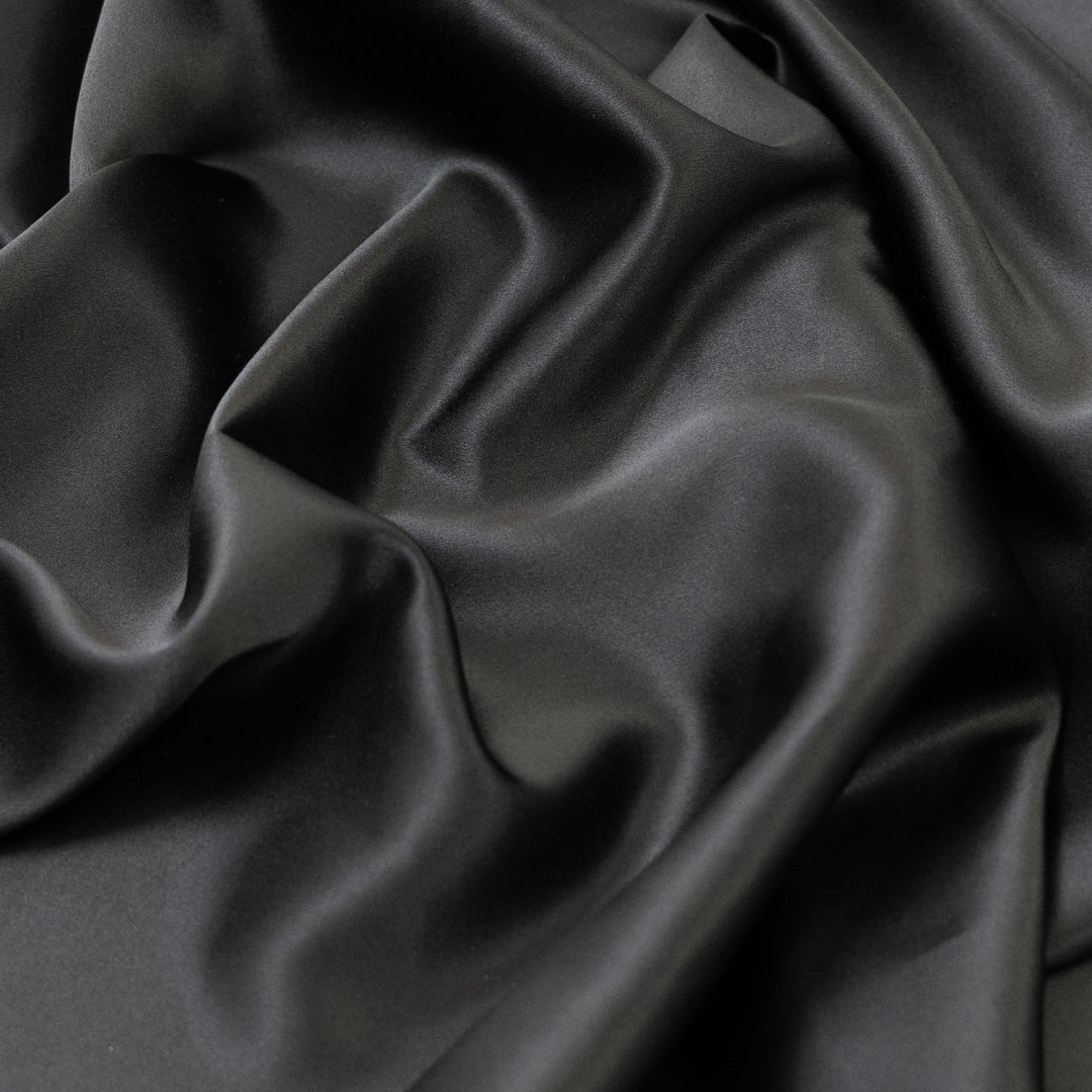 Black Charmeuse/Silk Crepe Satin