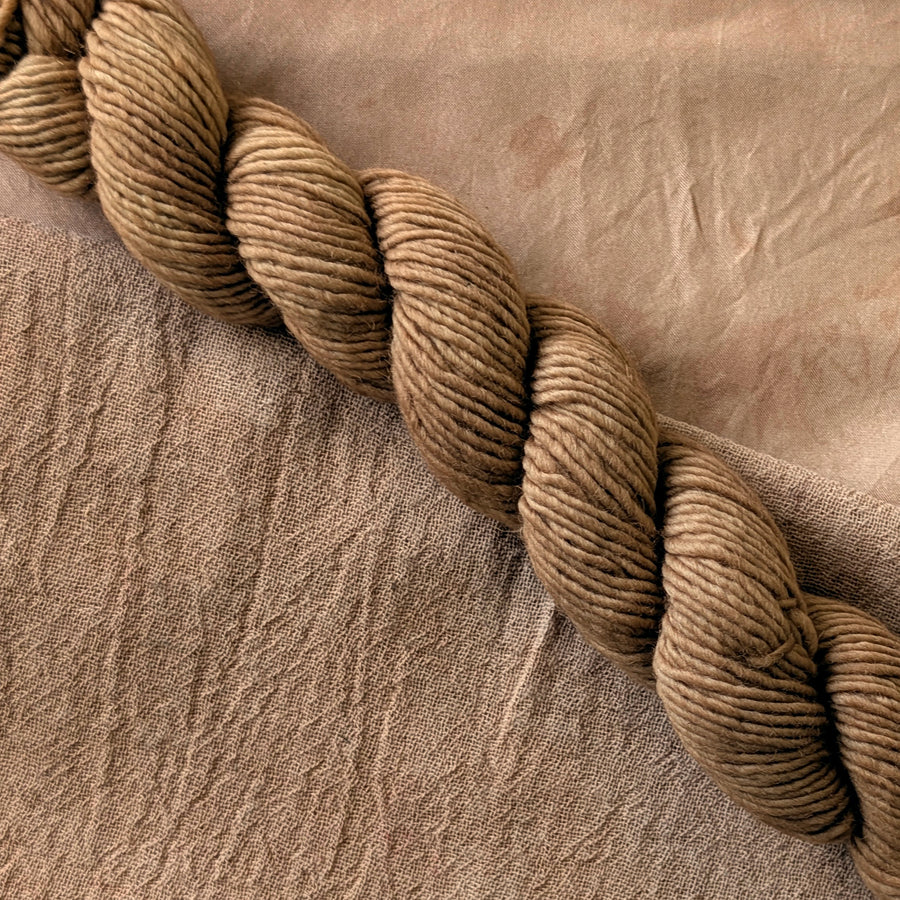Acacia - Acacia nilotica Dyed examples were done at 50% OWG. We used our Silk Hankies (#SH), our Cotton Bubble Gauze (#CG2-50"), and our Single Sock HT Mini Skeins (#YARN104)