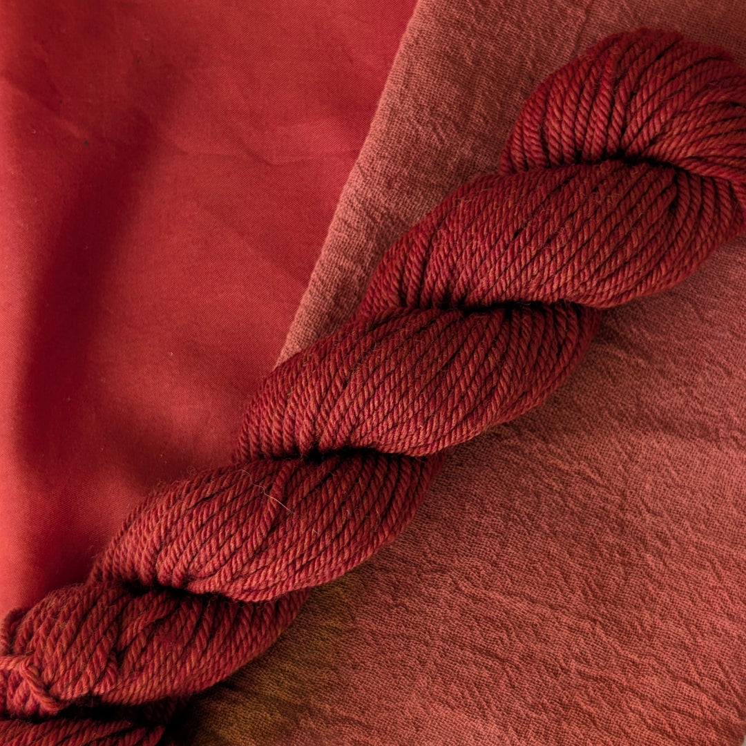 Madder Extract - Rubia tinctorum
Dyed examples were done at 50% OWG. We used our Silk Hankies (#SH), our Cotton Bubble Gauze (#CG2-50"), and our Single Sock HT Mini Skeins (#YARN104)