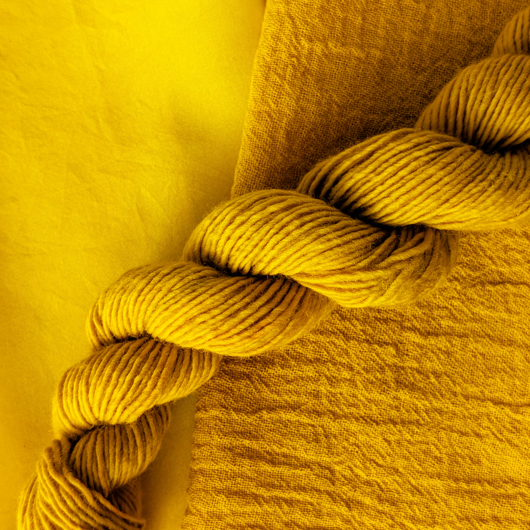 Marigold Extract - Tagetes erecta
Dyed examples were done at 50% OWG. We used our Silk Hankies (#SH), our Cotton Bubble Gauze (#CG2-50"), and our Single Sock HT Mini Skeins (#YARN104)