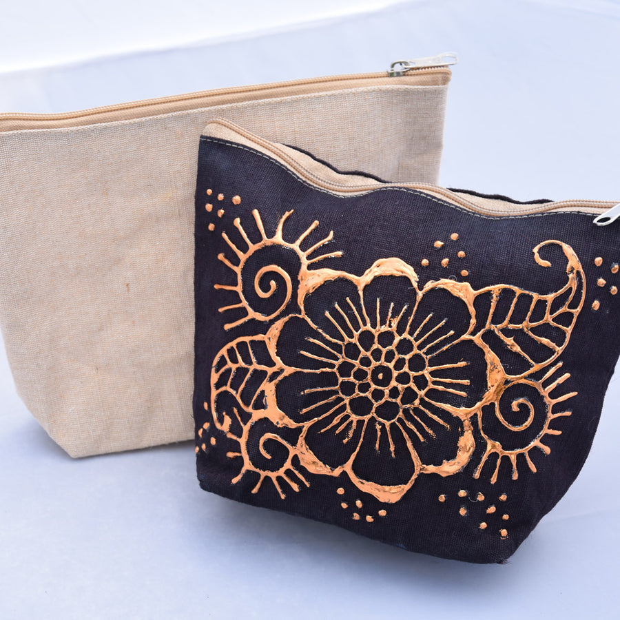 Jute Zipper Pouch with Gusset