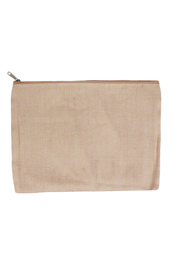 Large Jute Zipper Pouch