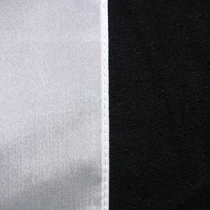 Close-up of machined hems with black fabric behind scarf