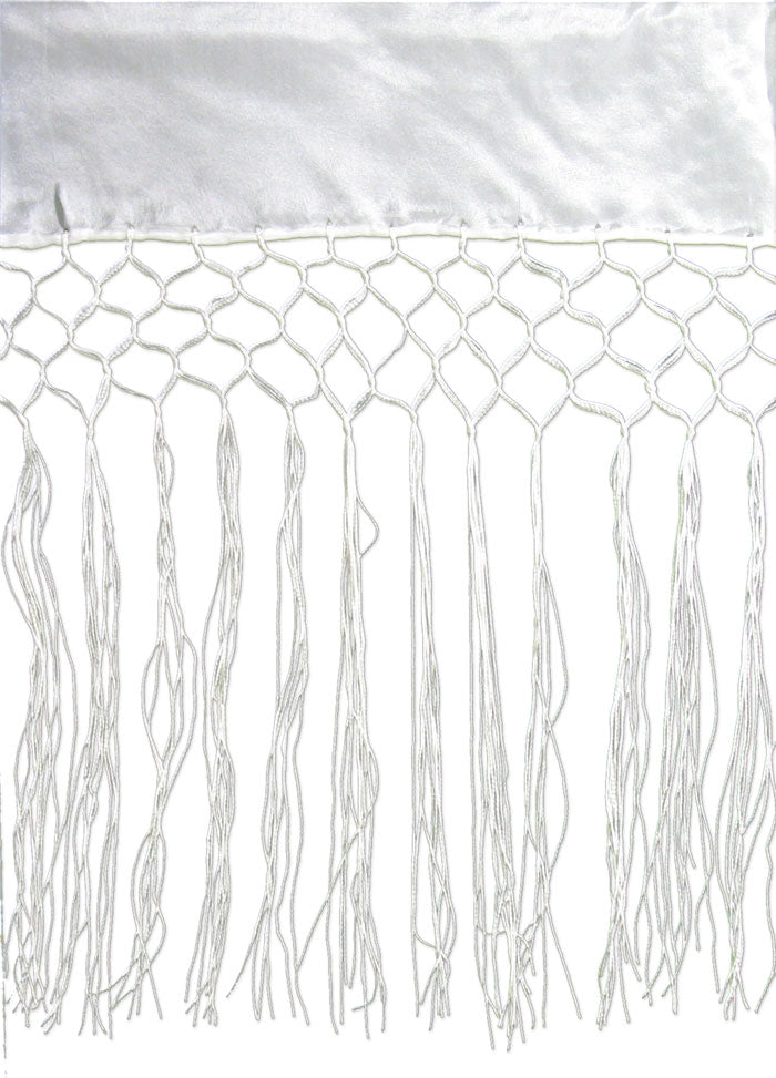 Flat Crepe 8mm Triangular Fringed Shawl