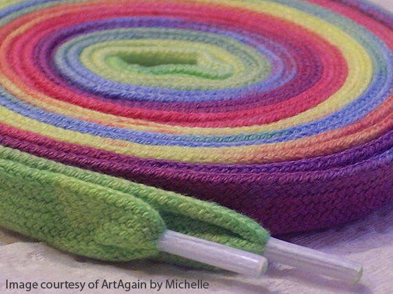 Dyed laces courtesy of ArtAgain by Michelle