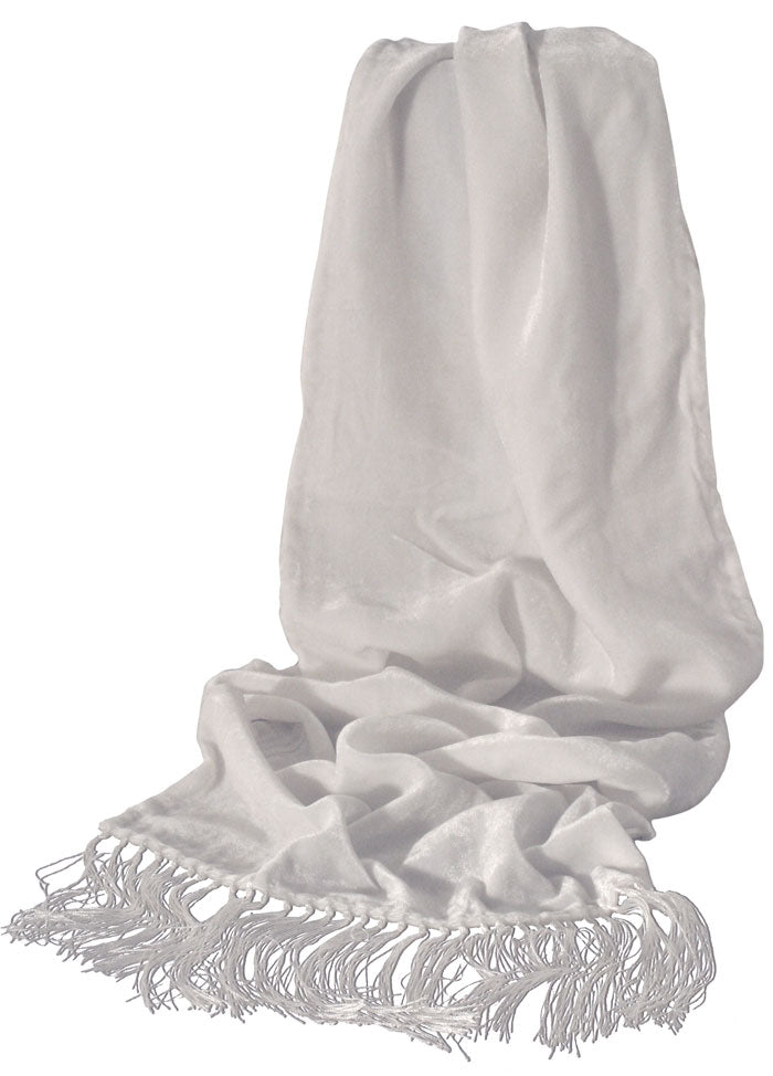 Solid Rayon/Silk Velvet Scarves With Fringe