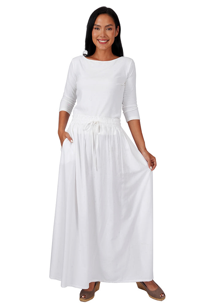 Rayon Elastic Waist Drawstring Skirt