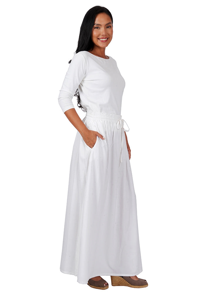 Rayon Elastic Waist Drawstring Skirt