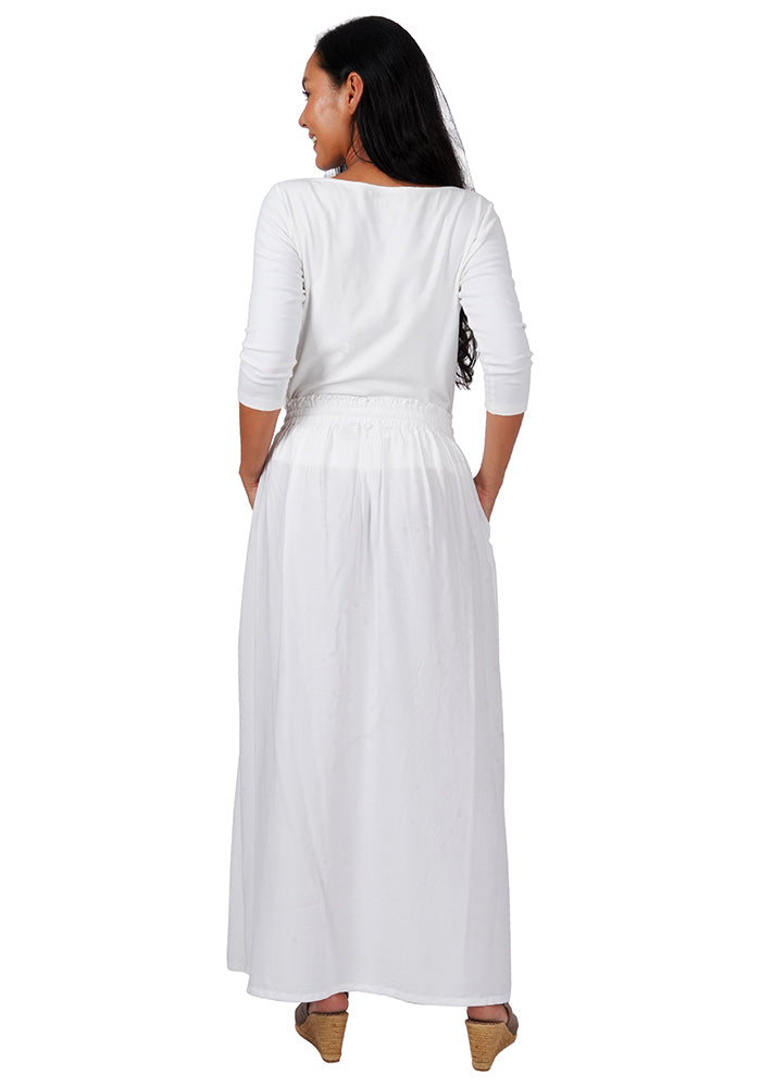 Rayon Elastic Waist Drawstring Skirt