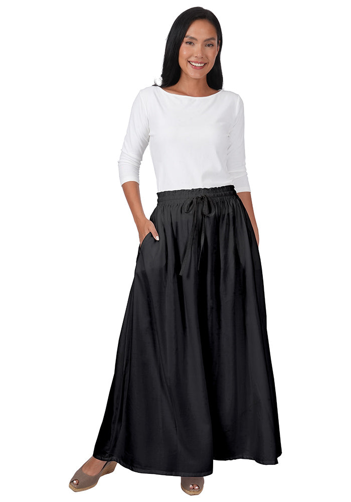 Rayon Elastic Waist Drawstring Skirt