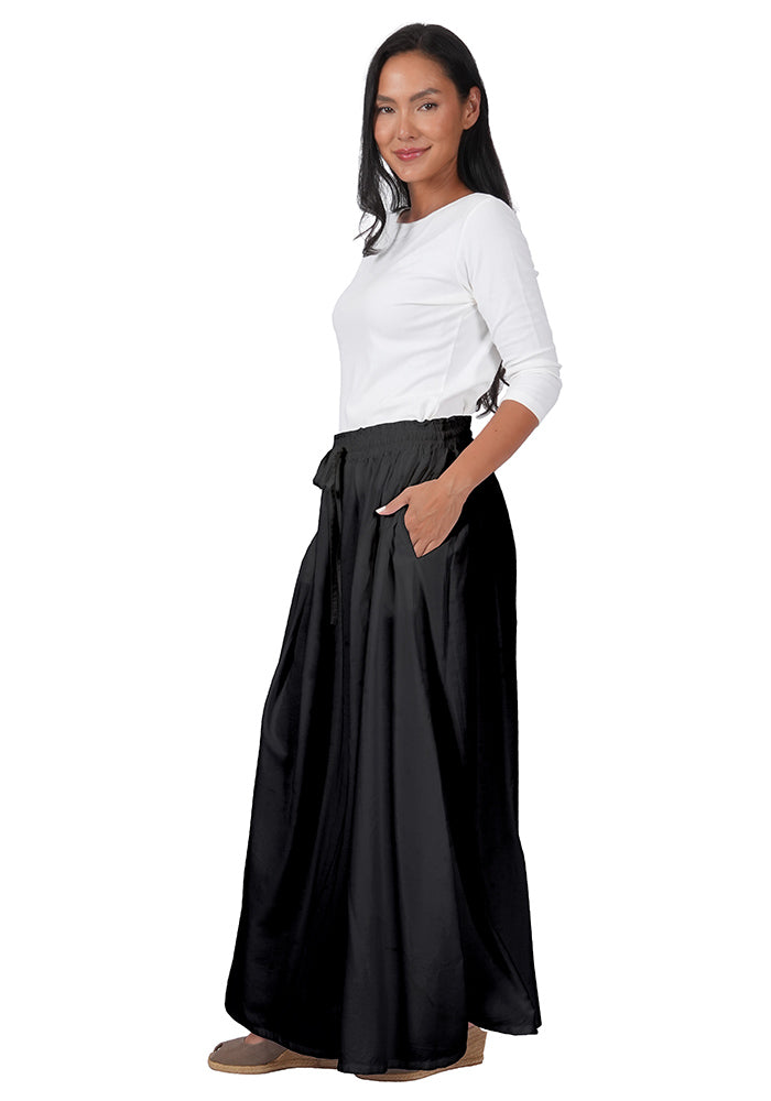 Rayon Elastic Waist Drawstring Skirt