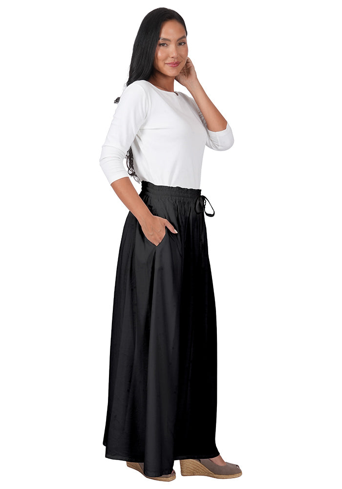 Rayon Elastic Waist Drawstring Skirt