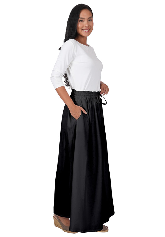 Rayon Elastic Waist Drawstring Skirt