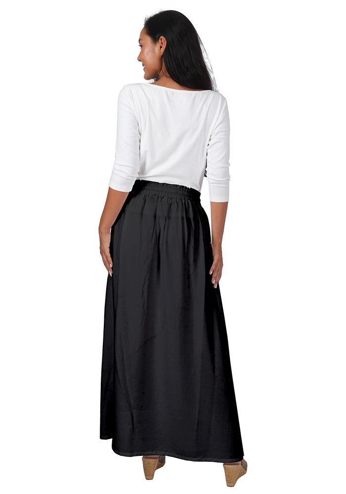 Rayon Elastic Waist Drawstring Skirt