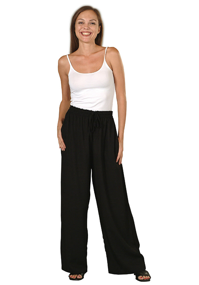 Rayon Elastic Waist Drawstring Pants