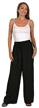 Rayon Elastic Waist Drawstring Pants