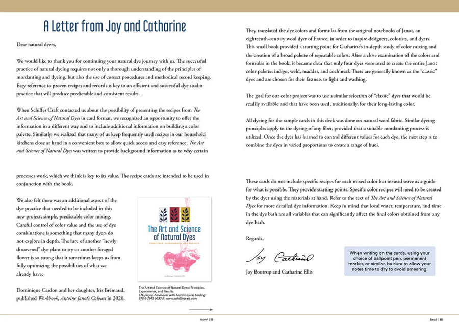 The Studio Formulas Set for The Art and Science of Natural Dyes