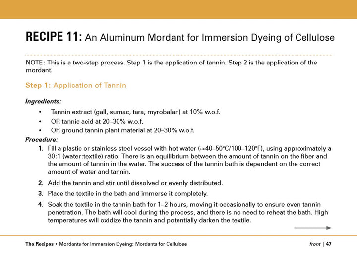 The Studio Formulas Set for The Art and Science of Natural Dyes