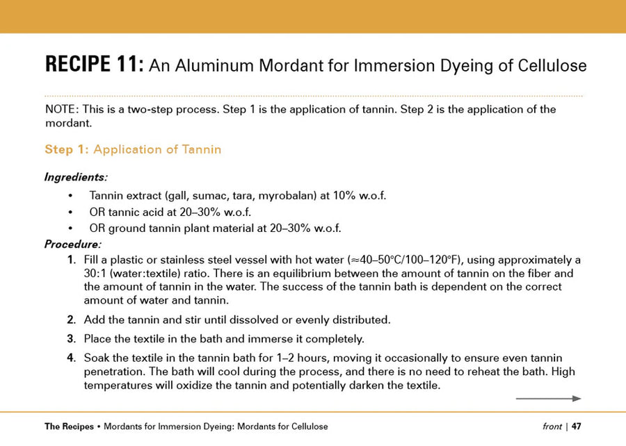 The Studio Formulas Set for The Art and Science of Natural Dyes