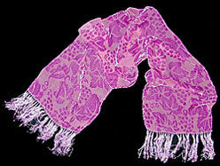 This scarf is the "Grapes" pattern simply vat dyed with Dharma Fiber Reactive Dye #18A Ultraviolet.