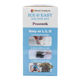 Ice & Easy Ice Dye Peacock Kit packaging side view with 3-step instructions and branding on a white background