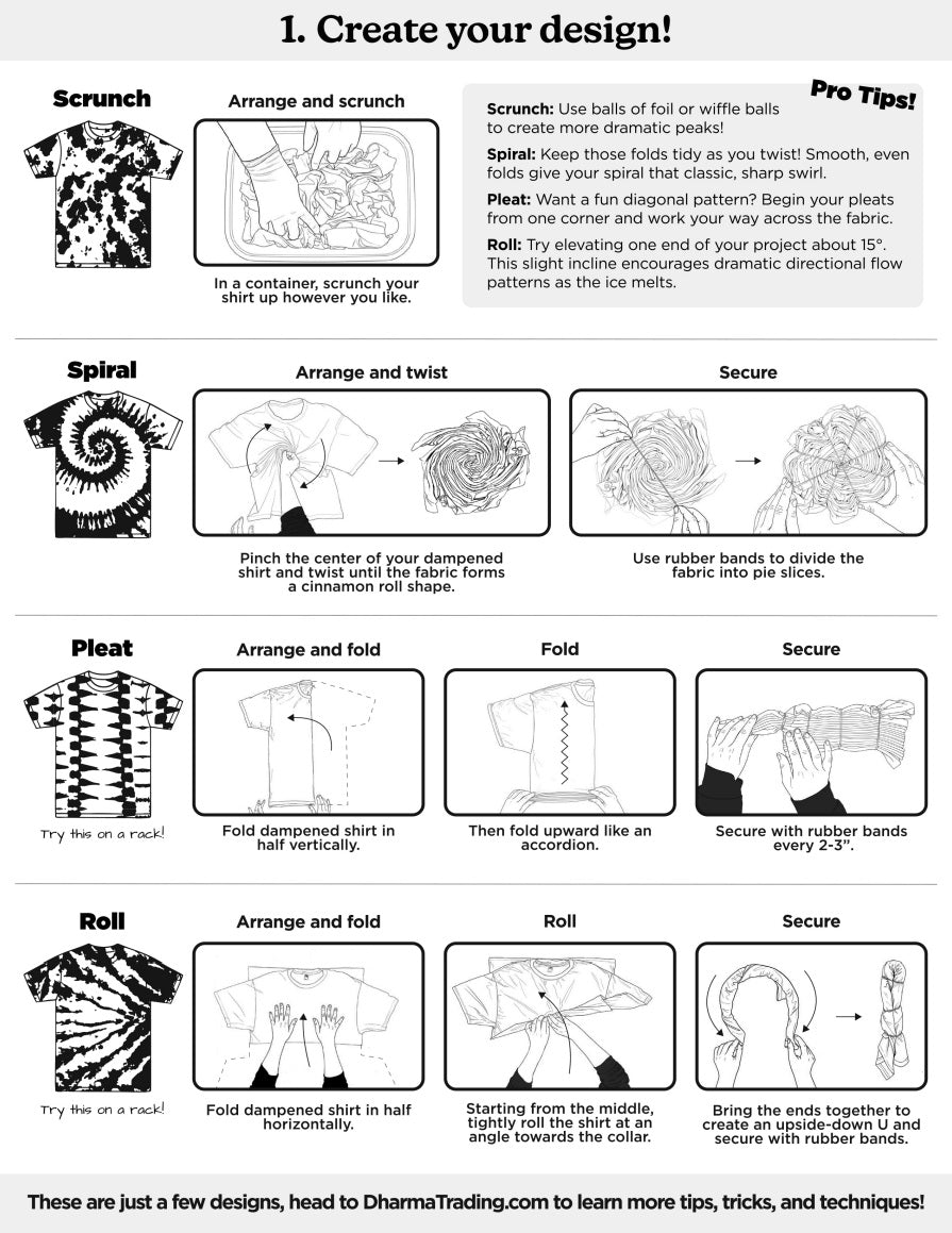 Instructions included in each kit with illustrated fold and tie options