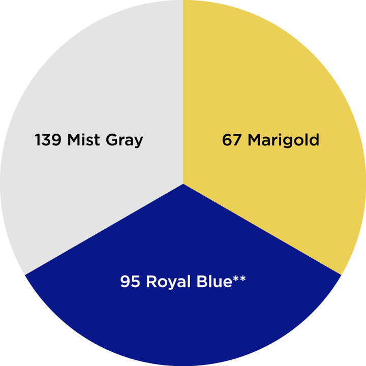Dharma Trading Fiber Reactive Procion Dye Hanukkah themed color wheel with colors labeled #139 Mist Gray, #67 Marigold, and #95 Royal Blue**.