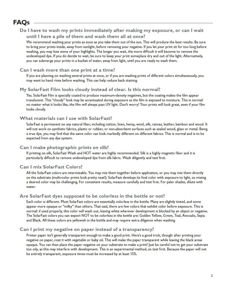 SolarFast FAQ and Troubleshooting Tips