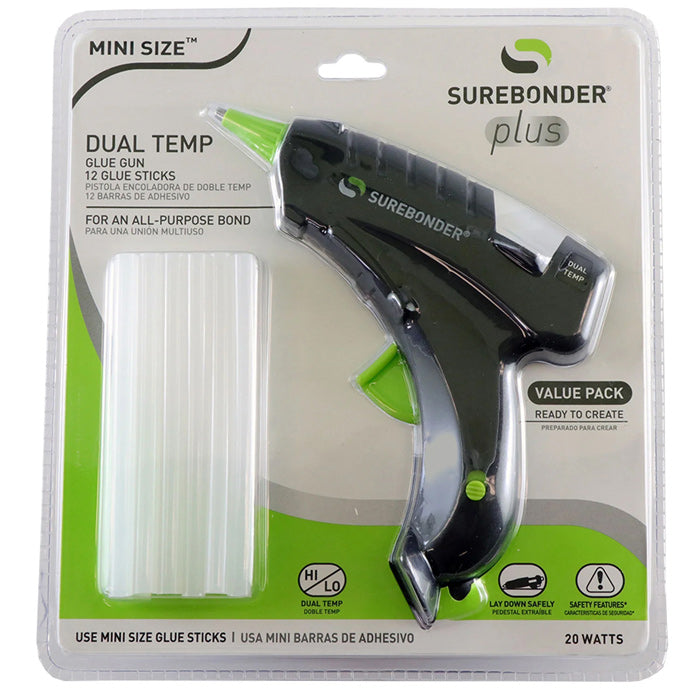 Mini Dual Temperature Hot Glue Gun with 12 Mini Glue Sticks