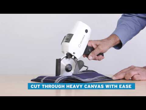 octaknife cloth cutter demo cutting smoothly through various fabics and thicknesses.