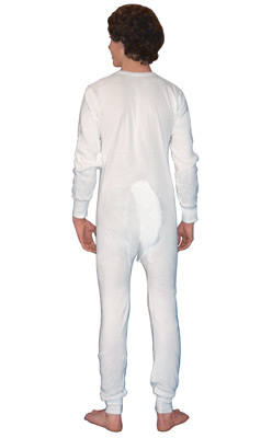  Indera Men's Cotton 1 x 1 Rib Union Suit, White, Small