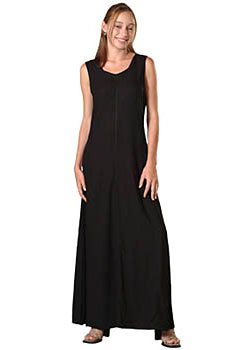 Black Rayon Long Sleeveless Dress