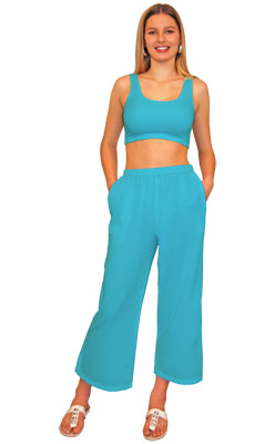 Gauze crop store pants